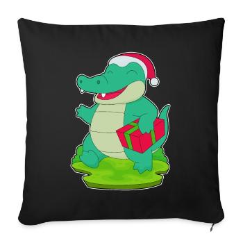 Crocodile Christmas Package - Sofa pillowcase 17,3'' x 17,3'' (45 x 45 cm) - black - Front