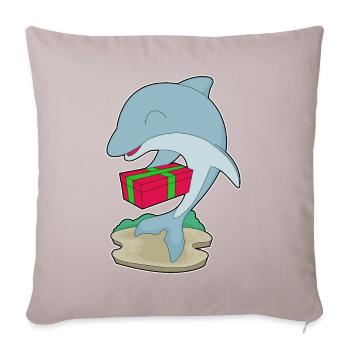 Forfait Noël Dauphin - Housse de coussin décorative 45 x 45 cm - taupe clair - Devant