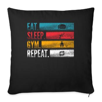 Eat Sleep Gym Repeat pour les sports de fitness - Housse de coussin décorative 45 x 45 cm - noir - Devant