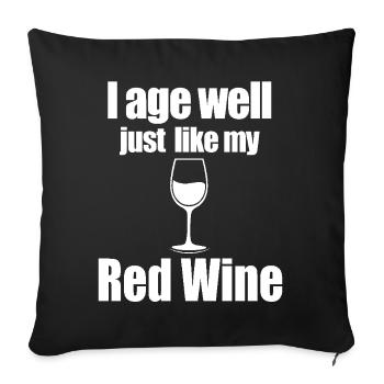 Citation gourmande d’amateur de vin - Housse de coussin décorative 45 x 45 cm - noir - Devant