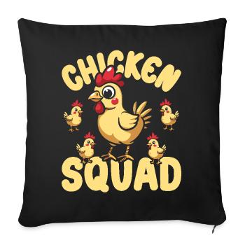 Chicken Squad - Lustige Bauernhoffamilie Niedliches Küken - Sofakissenbezug 45 x 45 cm - Schwarz - Vorne