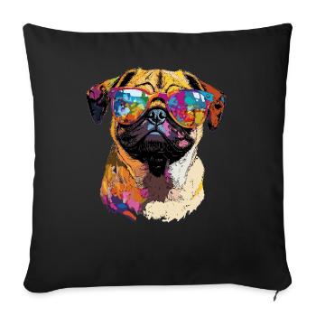 Pug Beige Dogs Love Carlin Little Cute Pug - Sofa pillowcase 17,3'' x 17,3'' (45 x 45 cm) - black - Front