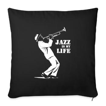 Jazz Is My Life Trompettiste de Jazz - Housse de coussin décorative 45 x 45 cm - noir - Devant
