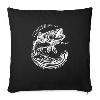 Fishing cartoon style - Sofa pillowcase 17,3'' x 17,3'' (45 x 45 cm) - black - Front