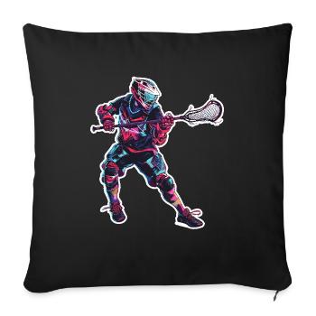 Lacrosse Player Graphics - Sofa pillowcase 17,3'' x 17,3'' (45 x 45 cm) - black - Front