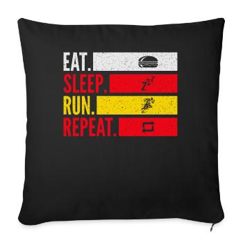 Eat Sleep Run Répétez l’opération pour les marathoniens - Housse de coussin décorative 45 x 45 cm - noir - Devant