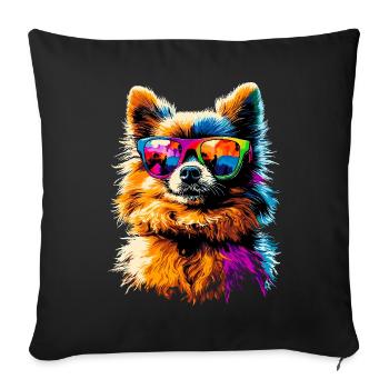 Pomeranian Pomeranian Pom Sweet German Spitz - Sofa pillowcase 17,3'' x 17,3'' (45 x 45 cm) - black - Front