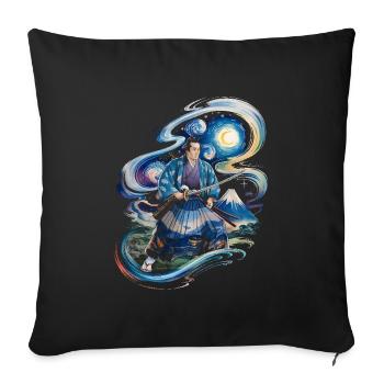 Samurai Ronin mount fuji japanese - Sofa pillowcase 17,3'' x 17,3'' (45 x 45 cm) - black - Front