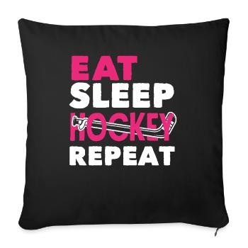 Field Hockey Player Eat Sleep Hockey Repeat - Sofa pillowcase 17,3'' x 17,3'' (45 x 45 cm) - black - Front