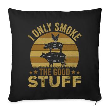 Je ne fume que les bonnes choses BBQ Lover - Housse de coussin décorative 45 x 45 cm - noir - Devant