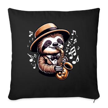 Faultier Saxophon Musik Outfit für Jazz und - Sofakissenbezug 45 x 45 cm - Schwarz - Vorne