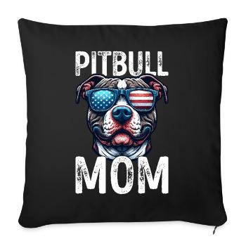 Pitbull Mom Patriotic Lustiges 4th of July - Sofakissenbezug 45 x 45 cm - Schwarz - Vorne