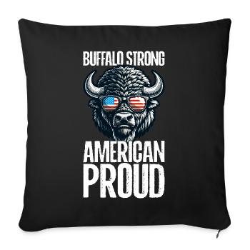4th of July American Buffalo USA Flag Bison - Sofa pillowcase 17,3'' x 17,3'' (45 x 45 cm) - black - Front