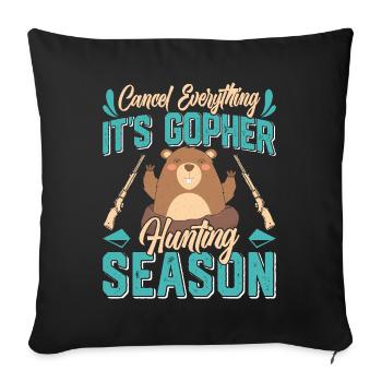 Marmotte, Chasseur, Chasse - Housse de coussin décorative 45 x 45 cm - noir - Devant