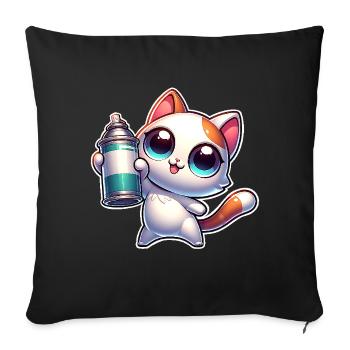 Cat Spray Can Graffiti - Sofa pillowcase 17,3'' x 17,3'' (45 x 45 cm) - black - Front
