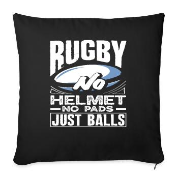 Joueur de rugby : pas de casque, juste du courage - Housse de coussin décorative 45 x 45 cm - noir - Devant