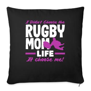 Joueuse de rugby Maman La vie me choisit - Housse de coussin décorative 45 x 45 cm - noir - Devant