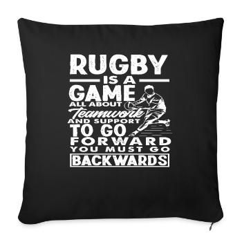 Joueur de rugby Travail d’équipe Marcher à reculons - Housse de coussin décorative 45 x 45 cm - noir - Devant