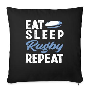 Manger dormir Joueur de rugby Répéter - Housse de coussin décorative 45 x 45 cm - noir - Devant
