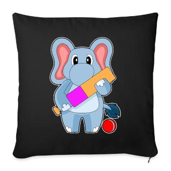 Éléphant Cricket Battes de cricket - Housse de coussin décorative 45 x 45 cm - noir - Devant