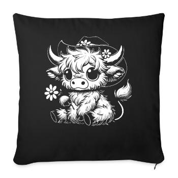 Niedliche Highland Kuh Bauernhof Tier Entzückende Karikatur - Sofakissenbezug 45 x 45 cm - Schwarz - Vorne