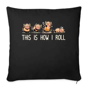 So rolle ich Funny Highland Cow - Sofakissenbezug 45 x 45 cm - Schwarz - Vorne