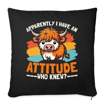 Apparently I Have an Attitude Highland Cow - Sofa pillowcase 17,3'' x 17,3'' (45 x 45 cm) - black - Front