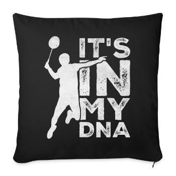 C’est dans mon ADN Raquette de joueur de badminton drôle - Housse de coussin décorative 45 x 45 cm - noir - Devant