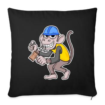 Construction Site Monkey Funny Craftsman - Sofa pillowcase 17,3'' x 17,3'' (45 x 45 cm) - black - Front