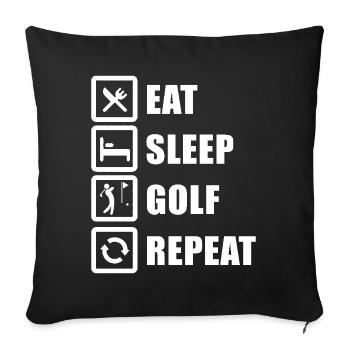 Eat Sleep Golf Repeat Golfer - Sofa pillowcase 17,3'' x 17,3'' (45 x 45 cm) - black - Front