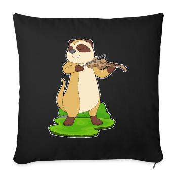 Musicien de suricate Musique de violon - Housse de coussin décorative 45 x 45 cm - noir - Devant