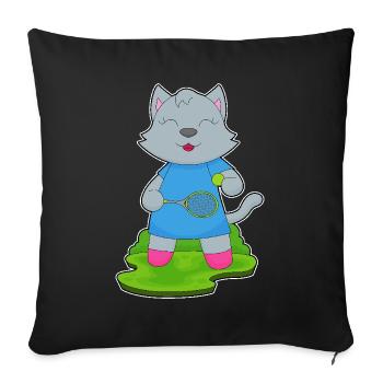 Cat Tennis Tennis Racket - Sofa pillowcase 17,3'' x 17,3'' (45 x 45 cm) - black - Front