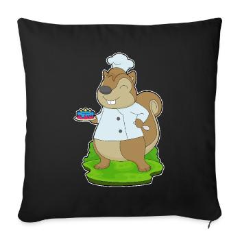 Gâteau d’anniversaire d’écureuil - Housse de coussin décorative 45 x 45 cm - noir - Devant