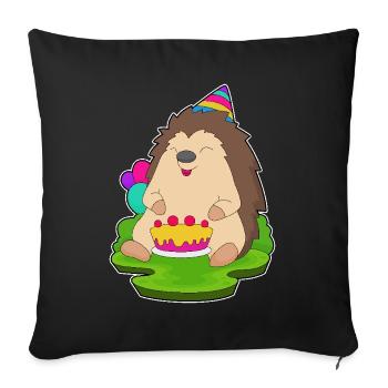 Gâteau d’anniversaire hérisson - Housse de coussin décorative 45 x 45 cm - noir - Devant