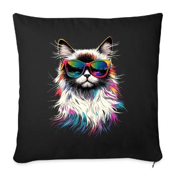 Chat Ragdoll Chat Ragdoll Chat Mignon Chats Ragdoll - Housse de coussin décorative 45 x 45 cm - noir - Devant