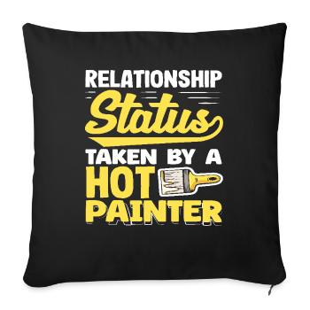 Relationship Status Assigned To Hot Painter - Sofa pillowcase 17,3'' x 17,3'' (45 x 45 cm) - black - Front
