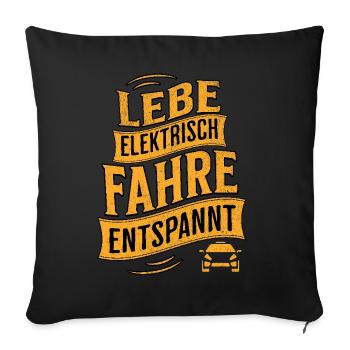 Elektroauto E-Auto Elektromobilität - Sofakissenbezug 45 x 45 cm - Schwarz - Vorne