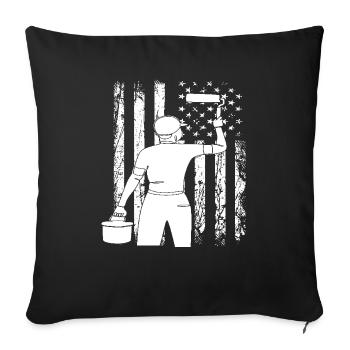 Painter In Action With Flag Motif - Sofa pillowcase 17,3'' x 17,3'' (45 x 45 cm) - black - Front
