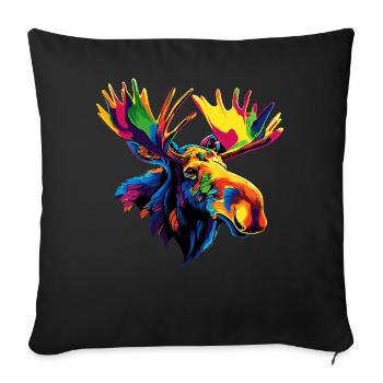 Moose Mosses Bull Elk Antlers Deer Wild Moose - Sofa pillowcase 17,3'' x 17,3'' (45 x 45 cm) - black - Front