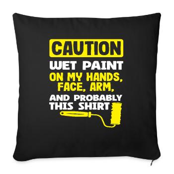 Attention aux peintres Peinture humide partout - Housse de coussin décorative 45 x 45 cm - noir - Devant