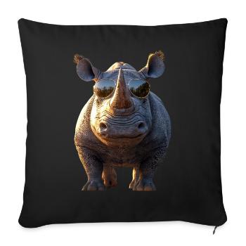 Rhino Rhinoceros Africa Safari Rhinos Rhino - Sofa pillowcase 17,3'' x 17,3'' (45 x 45 cm) - black - Front