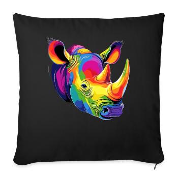 Rhino Rhinoceros Africa Safari Rhinos Rhino - Sofa pillowcase 17,3'' x 17,3'' (45 x 45 cm) - black - Front