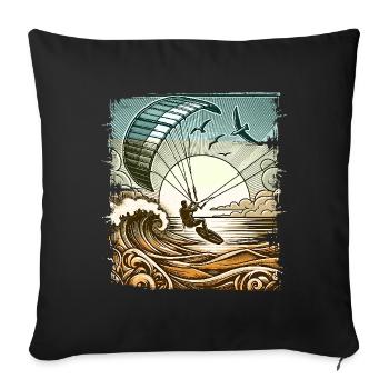 Kitesurfing Kitesurf Kitesurfer Kiteboard - Sofa pillowcase 17,3'' x 17,3'' (45 x 45 cm) - black - Front