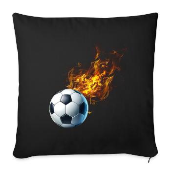 Fußball Feuer - Sofakissenbezug 45 x 45 cm - Schwarz - Vorne