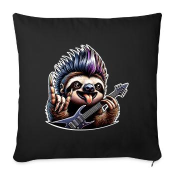 Sloth Rock and Roll Guitarist - Sofa pillowcase 17,3'' x 17,3'' (45 x 45 cm) - black - Front
