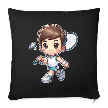 Badminton - Housse de coussin décorative 45 x 45 cm - noir - Devant