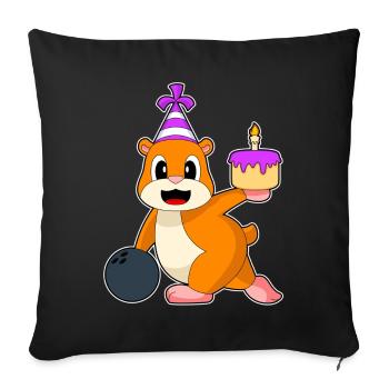 Hamster Birthday Bowling - Sofa pillowcase 17,3'' x 17,3'' (45 x 45 cm) - black - Front