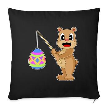 Bear Easter Fishing - Sofa pillowcase 17,3'' x 17,3'' (45 x 45 cm) - black - Front