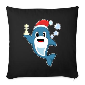 Dolphin Christmas Chess - Sofa pillowcase 17,3'' x 17,3'' (45 x 45 cm) - black - Front