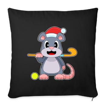 Mouse Christmas Field Hockey - Sofa pillowcase 17,3'' x 17,3'' (45 x 45 cm) - black - Front